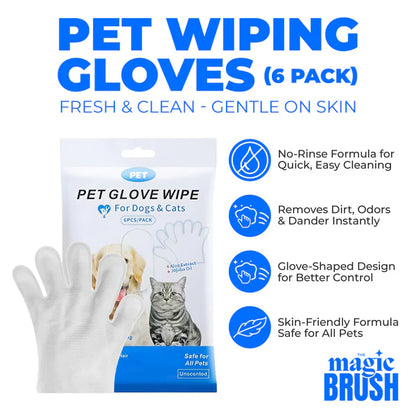 Pet Wiping Gloves (6 Pack)